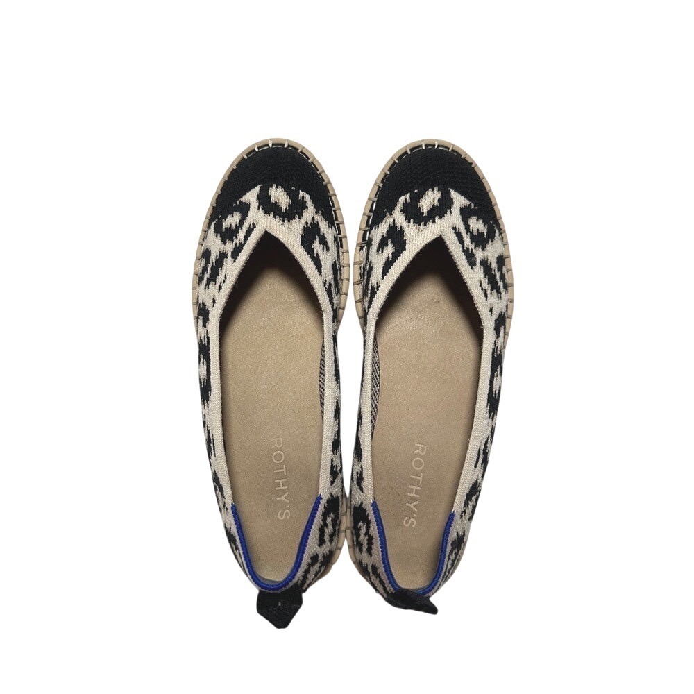 Rothy's The Espadrille Leopard Print Knit Slip On Flats Shoes Womens Size 9.5